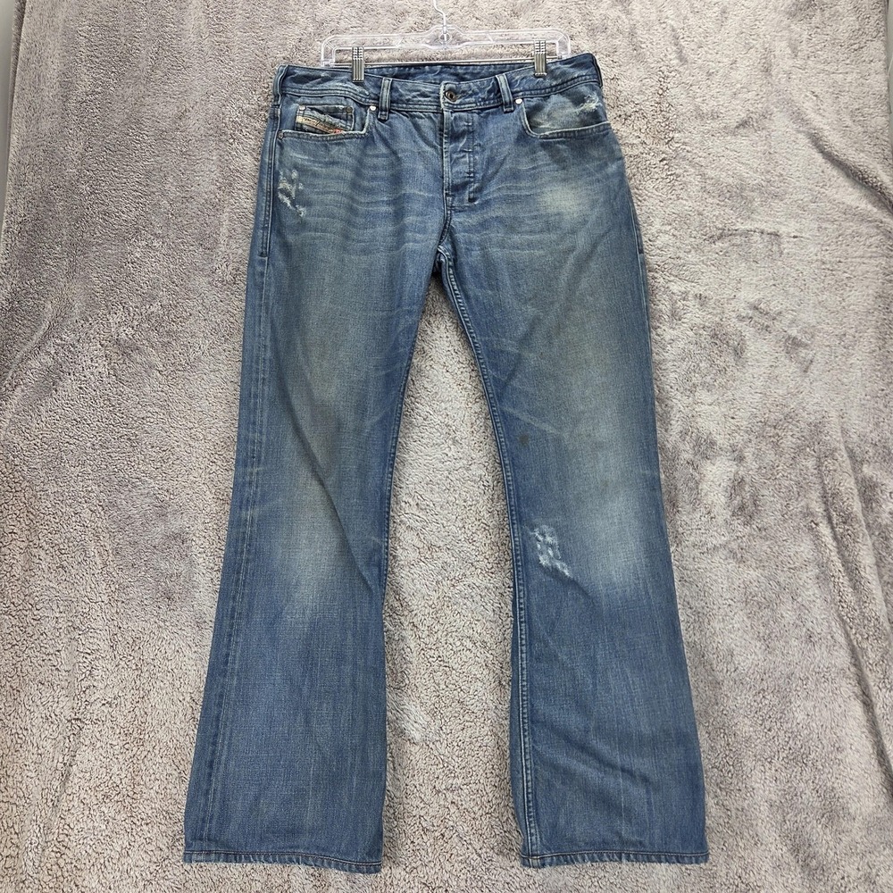 Diesel Jeans Mens 34x32 Blue Zathan Regular Bootcut Made In Italy 00772